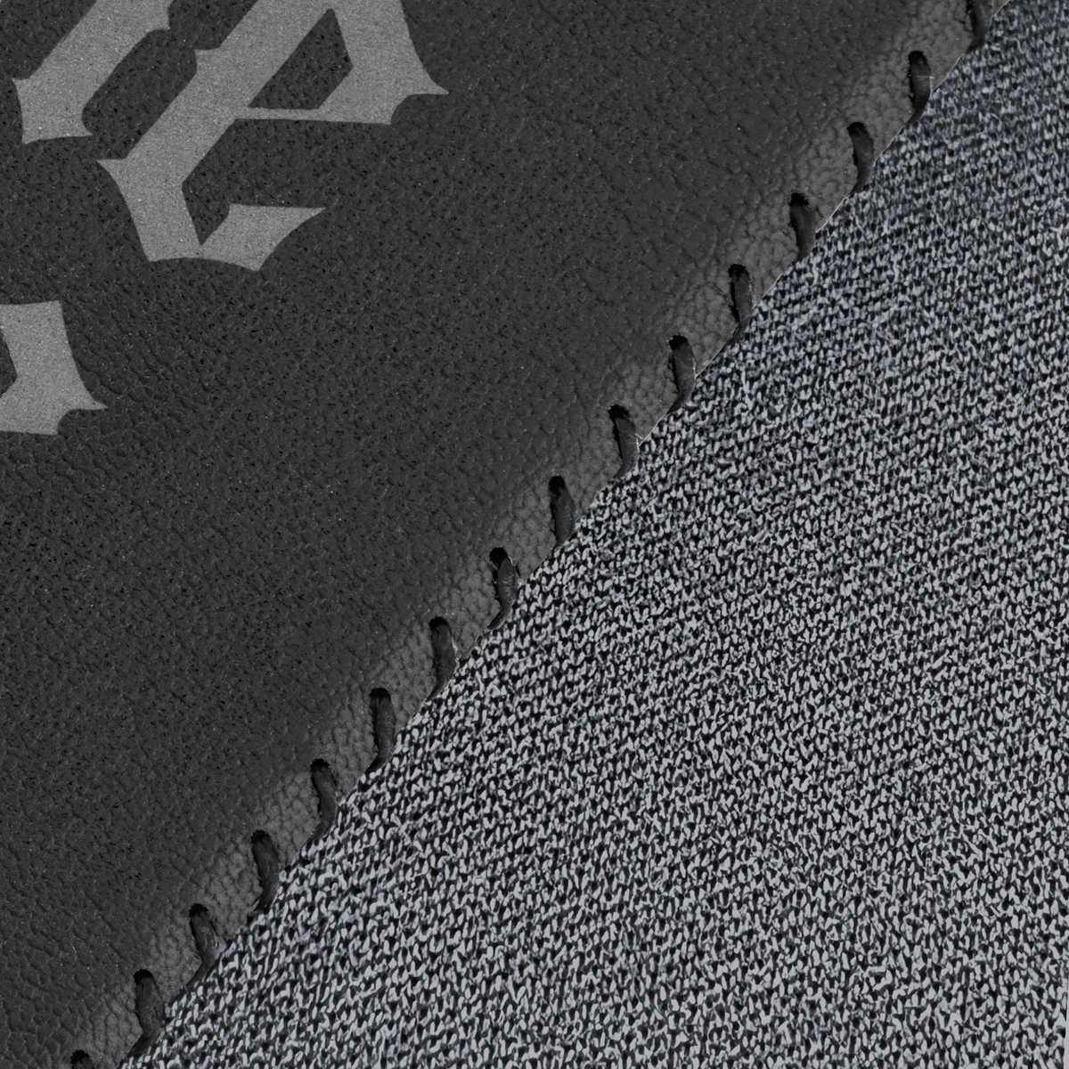 Close-up of the hand-stitched edge on the Wildcard Black Cactus Bite Me, Medium