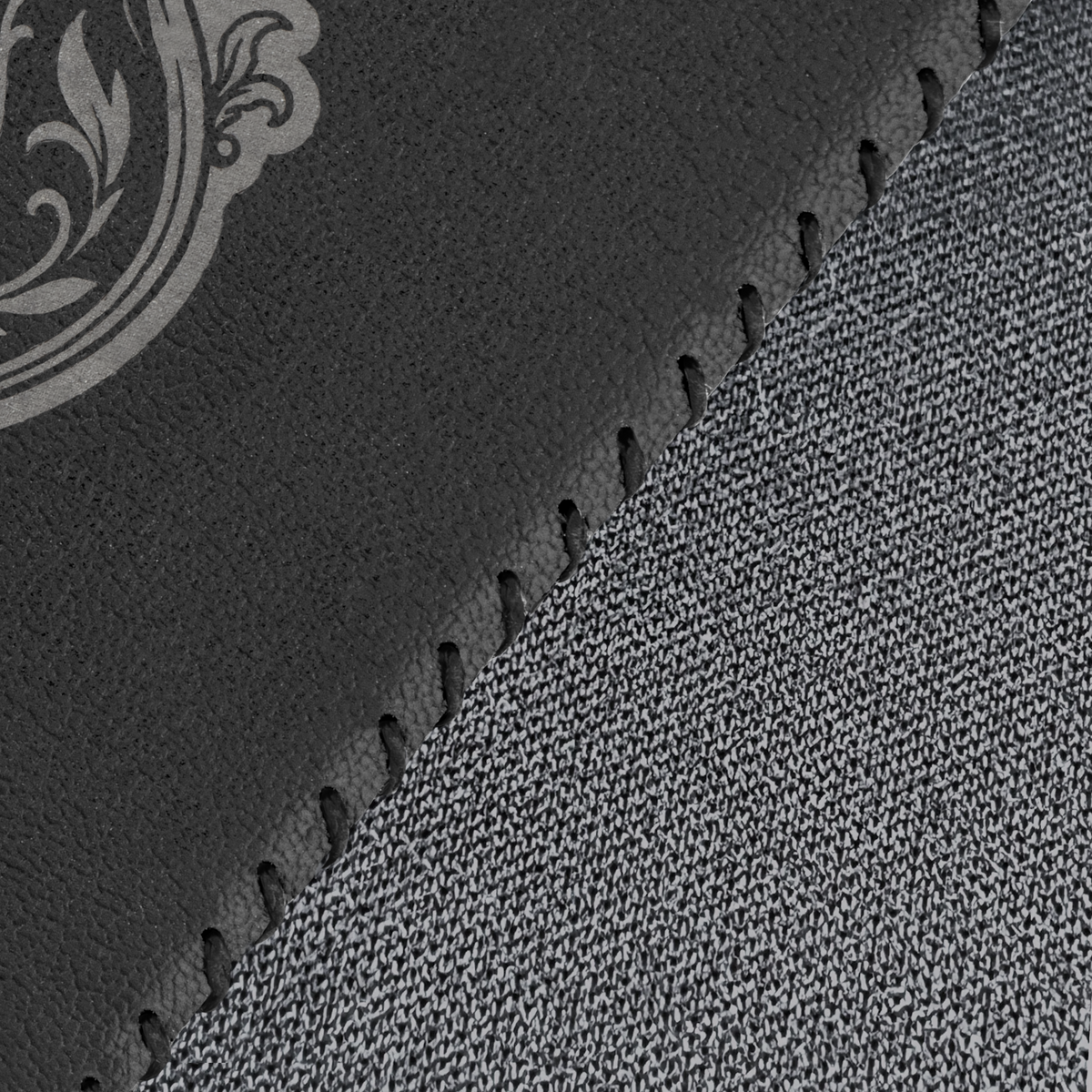 Close-up of the hand-stitched edge on the Wildcard Black Cactus Potion, Medium